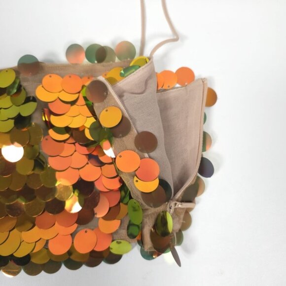 NWOT ZARA Metallic Gold SEQUIN Crop TOP Thin Straps 9406/103‎ Size XS - Picture 11 of 16